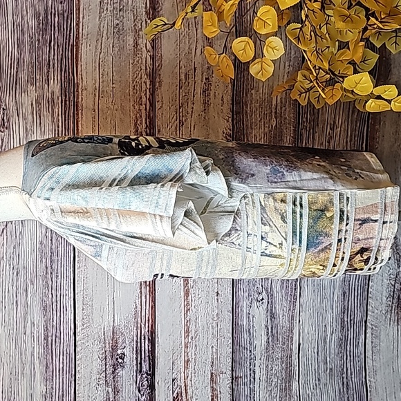 STYLE & CO BLUE YELLOW BUTTERFLY FLUTTER SLEEVE PULLOVER TOP - Picture 5 of 13